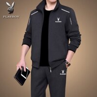 Bộ Đồ Thể Thao Playboy Cổ Đứng Dáng Rộng Cỡ Lớn Thời Trang Xuân Thu Cho Nam Trung Niên