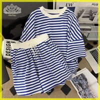 Bộ đồ thể thao sọc Daisy Bộ đồ thể thao giản dị dành cho sinh viên Áo thun ngắn tay Bộ hai mảnh VN