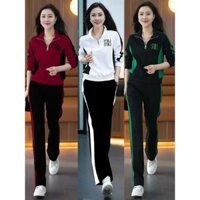 Bộ đồ thể thao thu đông nữ cao cấp, đồ bộ quần dài áo tay dài khóa kéo mẫu mới sang trọng thanh lịch có bigsize