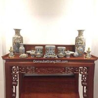 Bộ Đồ Thờ Bằng Sứ Men Rạn Đắp Nổi Bát Tràng Cho Nhà Chung Cư