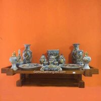 Bộ Đồ Thờ Men Rạn Đắp Nổi Bát Tràng Cho Nhà Chung Cư Cao Cấp