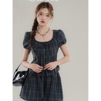 Bộ Đồ Thời Trang Cao Cấp Áo Sơ Mi Ngắn Tay Kẻ Caro Quần Bộ Đồ Hai Chi Tiết Khí Chất Sành Điệu Mẫu Mới Mùa Hè
