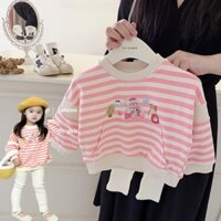 Bộ Đồ Thời Trang Hàn Quốc Gồm Áo Sweater In Họa Tiết Gấu Hoạt Hình Và Quần Legging Viền Sọc Màu Hồng Cho Bé Gái