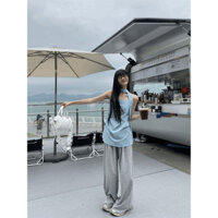 Bộ Đồ Thời Trang Màu Trơn Ống Top Camisole Nữ Mùa Hè 2025 Cao Cấp Thường Ngày Quần Ống Rộng Bộ Đồ Hai Mảnh