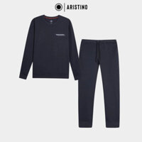 Bộ đồ thu đông nam ARISTINO áo cổ tròn, hình in trẻ trung, ấn tượng, chất co giãn,thoải mái - ALH010W2