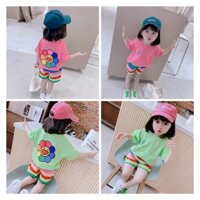 Bộ đồ thun bé gái set quần áo bé gái hình hoa mặt trời dễ thương chất liệu thun cotton siêu mát, thấm hút