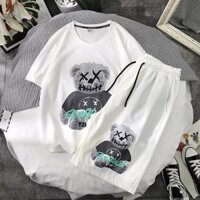 Bộ Đồ Thun Nam In Hình Gấu Trẻ Trung Hot Trend Mùa Hè 2022 STYLE MARVEN - SET NAM 90000163C2 - Trắng,Size S