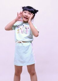 Bộ đồ thun ngắn tay thời trang Jadiny cho bé gái màu xanh ngọc