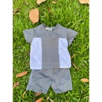 Bộ Đồ Thun Tay Ngắn Phối Màu Xám, Trắng (8-28kg) vải thun lạnh, mềm mịn mát cho bé [KHẢI STUDIO]