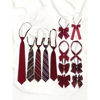 Bộ đồ thủy thủ với nơ cho phụ nữ, áo sơ mi phong cách học viện JK Nhật Bản, phụ kiện quần áo, cà vạt cưới màu đỏ rượu vang cho nam