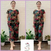 Bộ đồ tole (lanh) quần lửng trung niên mặc nhà cực mát