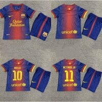 Bộ đồ trẻ em 12-13 Barcelona Messi Neymar JR Áo bóng đá cổ điển dành cho trẻ em Tùy chỉnh