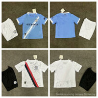 Bộ đồ trẻ em 2025-2026 Jersi Bola Sepak Manchester City sân nhà sân khách Áo bóng đá