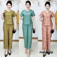 BỘ ĐỒ TRUNG NIÊN CHO MẸ CHẤT ĐŨI TƠ MỀM MÁT SANG TRỌNG DỄ MẶC D01