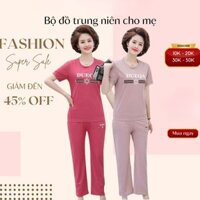 Bộ đồ trung niên cho mẹ, cotton mặc mát và co giãn,  DUQUA  ms 197