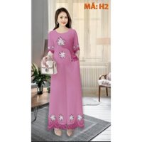 Bộ đồ trung niên, đồ bộ cao cấp tay lửng, quần ống suông rộng có túi, vải mềm mịn mát