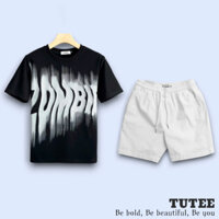 Bộ Đồ TUTEE Quần Short Kaki Lửng Áo Thun Cổ Tròn Tay Ngắn Zombie 100% Cotton Regular Fit