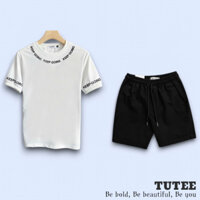 Bộ Đồ TUTEE Quần Short Kaki Lửng Áo Thun Cổ Tròn Tay Ngắn Keepgoing 100% Cotton Regular Fit