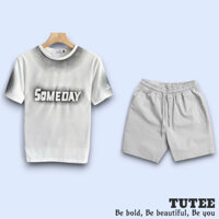 Bộ Đồ TUTEE Quần Short Kaki Lửng Áo Thun Cổ Tròn Tay Ngắn Someday 100% Cotton Regular Fit