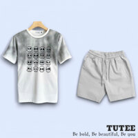 Bộ Đồ TUTEE Quần Short Kaki Lửng Áo Thun Cổ Tròn Tay Ngắn Skull 100% Cotton Regular Fit
