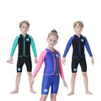 Bộ đồ ướt Neoprene 2,5MM dành cho trẻ em - Đồ bơi giữ nhiệt dài tay cho bé trai và bé gái, Lặn biển, Lướt sóng và thể thao dưới nước mùa đông, Bảo vệ chống tia cực tím