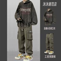 bộ đồ，đồ bộ nam，Set Áo Hoodie Và Quần Dài Phong Cách Mỹ Thời Trang Cho Nam，áo khoác hoodie，áo đôi nam nữ mùa đông，áo giữ nhiệt nam，áo gió nam，áo khoác dù，bomber，style hàn quốc，thời trang nam，áo hoodie nam，hoodie xám，đồ bộ nam
