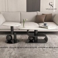 Bộ Đôi Bàn Chữ S, Bàn Trà Sofa Mặt Đá Chống Ố Cao Cấp, Bàn Uống Nước Phòng Khách, Ban Công, Phòng Giám Đốc CN House