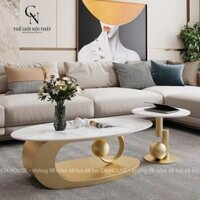 Bộ Đôi Bàn Universe, Bàn Trà Sofa Mặt Đá Chống Ố Cao Cấp, Bàn Uống Nước Phòng Khách, Ban Công, Phòng Giám Đốc CN House
