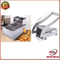 Bộ Đôi Bếp Chiên Nhúng Điện + Máy Cắt Khoai Tây 2 Cỡ Dao.