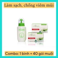 Bộ đôi bình rửa mũi dr green đầu rửa silicon và 40 gói muối nha đam Dr Green