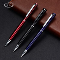 Bộ đôi bút thép không gỉ trung tính quà tặng bút bi xoay kim loại đen quảng cáo kinh doanh chữ ký thanh đồng