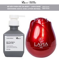 Bộ Đôi Chăm Sóc Da Body - Lapia Rose Whitening Skin 250g & A100 Lotion Retinol 300g