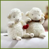 Bộ đôi cừu bông cute lông trắng bông gòn mềm size mini 25cm,gấu bông mini cặp cừu bông lông trắng dễ thương