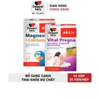 Bộ đôi dưỡng thai bổ sung canxi, Vitamin tổng hợp, DHA cho mẹ bầu Doppelherz Vital Pregna  Mg Canxi D3 02 hộp 30 viên