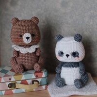 Bộ Đôi Gấu Len Thủ Công Panda & Brownie - Quà Tặng Dễ Thương & Độc Đáo