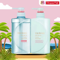 Bộ Đôi Gội Xả Sạch Dầu Mát Lạnh Tsubaki Premium Cool 490ml/Chai ( Chai Xanh )