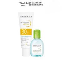 Bộ đôi kem chống nắng dành cho da dầu và da mụn Bioderma Photoderm AKN Mat SPF30 40ml và tẩy trang Sebium H2O 100ml