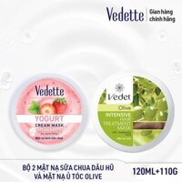 Bộ Đôi Mặt Nạ Chăm Sóc Da Và Tóc Toàn Diện Vedette - Sữa Chua Dâu 120ml Và Ủ Tóc Olive 110g