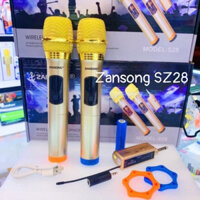 Bộ đôi Micro ZANSONG SZ28 không dây kèm đầu thu dùng cho loa káo hoặc Amply gia đình