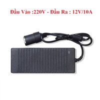 Bộ đổi nguồn điện 220V-12V đầu ra tẩu sạc ô tô, công suất lớn 120w , 12v -10a, phích cắm 2 chân loại tốt - 12V - 10 Ah