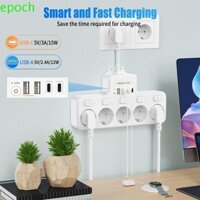Bộ đổi nguồn EPOCH, Dải nguồn 2 USB Multi-Plug Power Strip, Cổng sạc 2 Type-C đa chức năng Cắm EU Ổ cắm AC Ổ cắm điện tường văn phòng