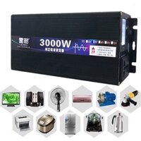 Bộ đổi nguồn kích điện 3000W Inverter sin chuẩn 12V lên 220V Đồng hồ hiển thị thông số
