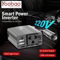 Bộ đổi nguồn trên ô tô dòng từ 12V sang 220V công suất 150W Yoobao Smart Power Inverter sử dụng đa năng