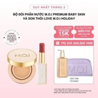 Bộ Đôi Phấn Nước M.O.I Premium Baby Skin Và Son Thỏi Love M.O.I Holiday Phiên Bản Mùa Lễ Hội