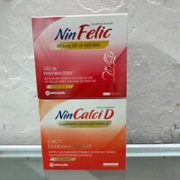 BỘ ĐÔI SẮT VÀ CANXI CHO MẸ BẦU NINFELIC/ NIN CALCI D HỘP 20 ỐNG