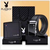 BỘ ĐÔI THẮT LƯNG DA BÒ , DÂY NỊT DA NAM VÀ VÍ DA chính hãng PLAYBOY CHẤT LIỆU DA BÒ CAO CẤP Y012- CÓ HỘP ĐỰNG FULL BOX