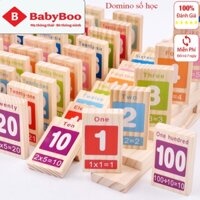 Bộ Domino gỗ 100 số học kèm toán và tiếng anh đồ chơi giáo dục montessori cho bé giúp phát triển tư duy sáng tạo