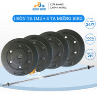 Bộ đòn tạ dài 1m2 và 40kg tạ miếng nhựa đen (4 miếng 10Kg)