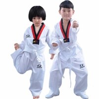 Bộ Đồng Phục Tập Võ Taekwondo Cổ Chữ V Màu Trắng Đen Cho Người Lớn Và Trẻ Em