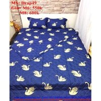 Bộ dra giường hình chim cò trắng trên nền xanh đẹp Drap49